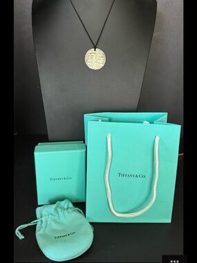 Tiffany & Co. New York Pendant on Cord w/ Signature Blue Gift Bag, Box and Pouch